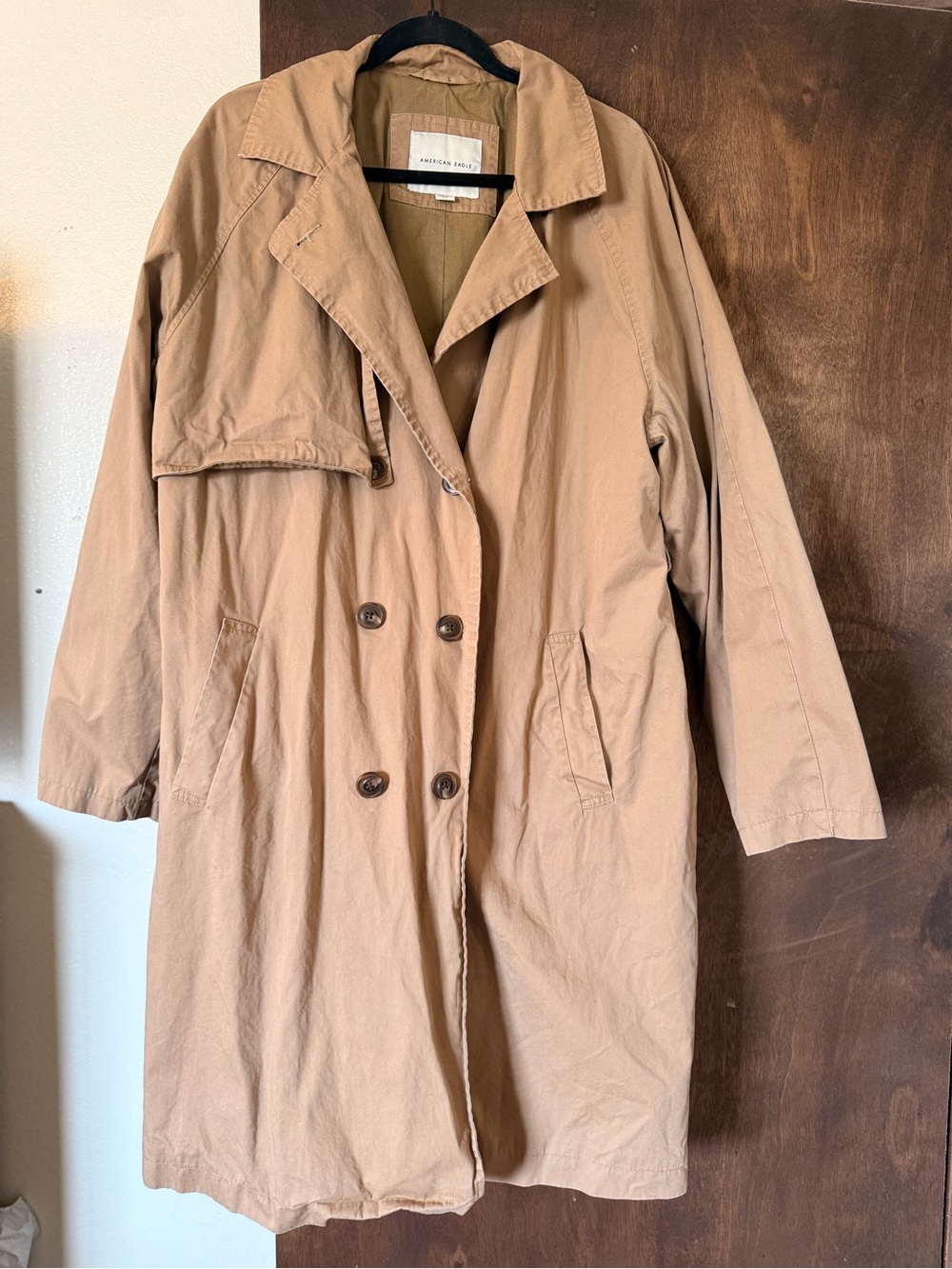 American Eagle Tan Double-Breasted Trench Coat xxl